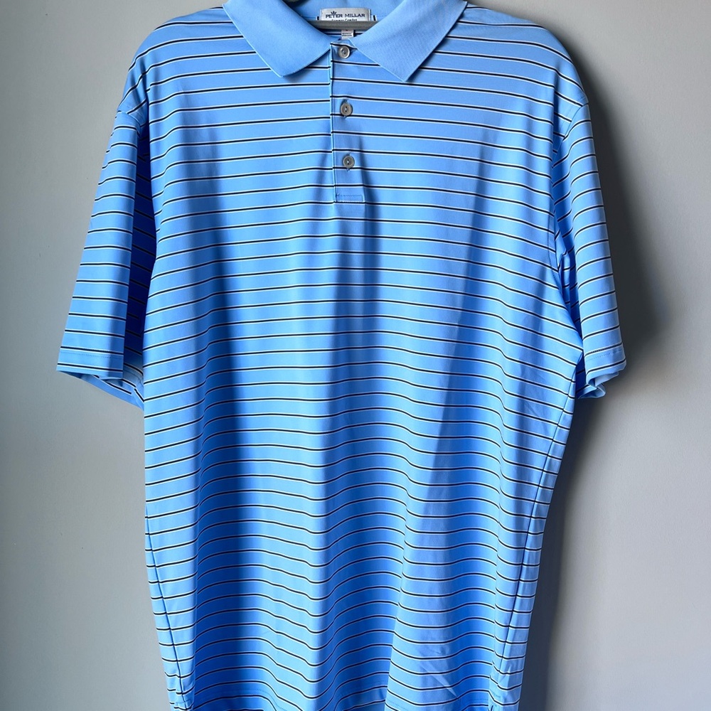 Men's Peter Millar Blue Striped Polo Shirt *L*